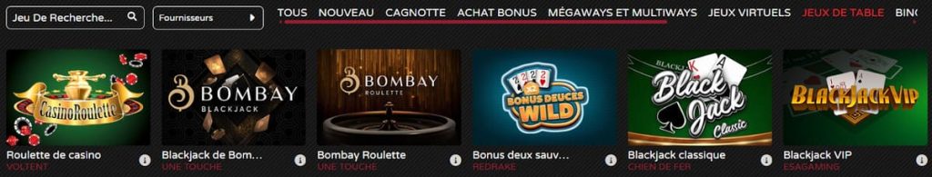 Boom Bang Casino jeux table