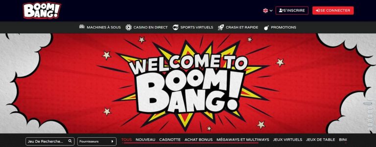 Boom Bang Casino page accueil